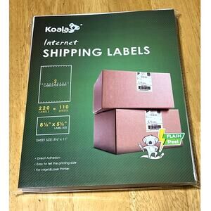 220-4400 Shipping Labels Half sheet Self Adhesive 2 Per Sheet Size 8.5x 5.5 New